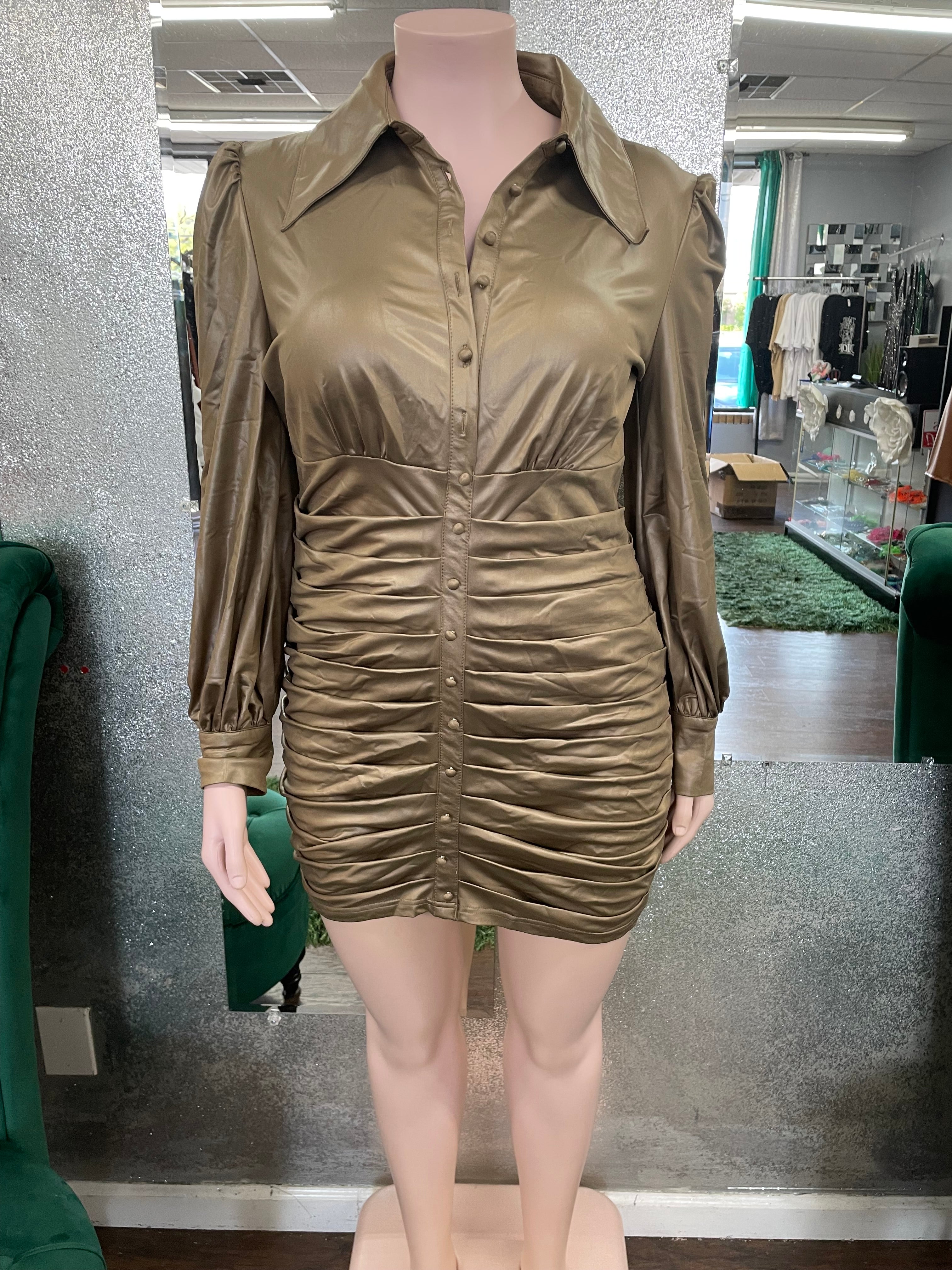 LEATHER COLLARED DRESS  PRISCILLA'S PLUS SIZE BOUTIQUE